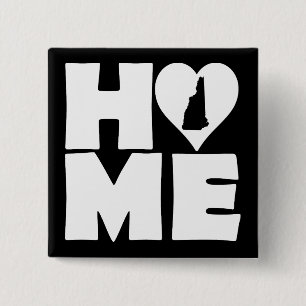 New Hampshire Home Heart State Button Badge Pin