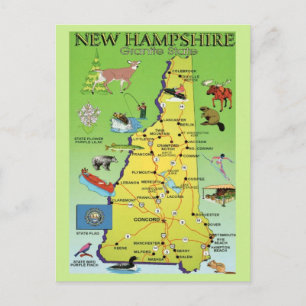 New Hampshire illustrierte Landkarte Postkarte