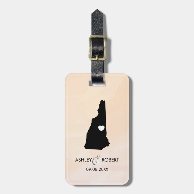 New Hampshire Map Wedding Luggage Tag, Geschenk Gepäckanhänger (Vorderseite vertikal)