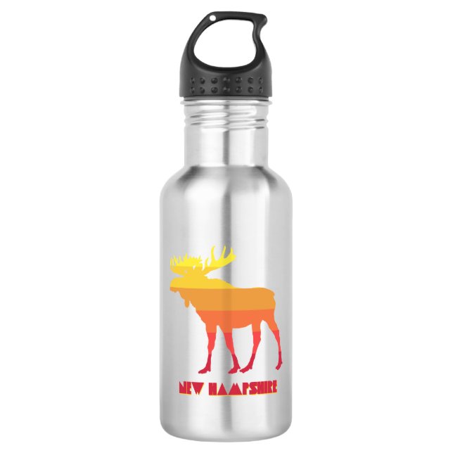 New Hampshire Moose Edelstahlflasche (Vorderseite)