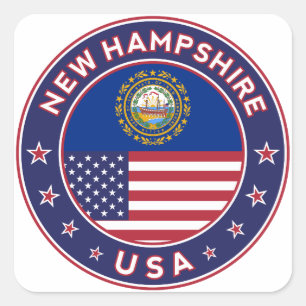 New Hampshire, New Hampshire Aufkleber, Quadratischer Aufkleber