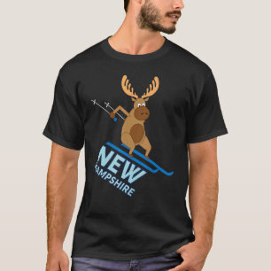 New Hampshire NH Skiing Moose Winter T-Shirt