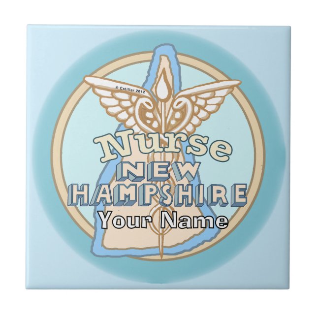 New Hampshire Nurse Caduceus Tile Fliese (Vorderseite)