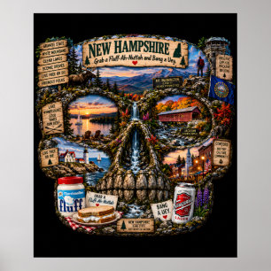 New Hampshire Schädel Kunst Druck State of Mind Poster