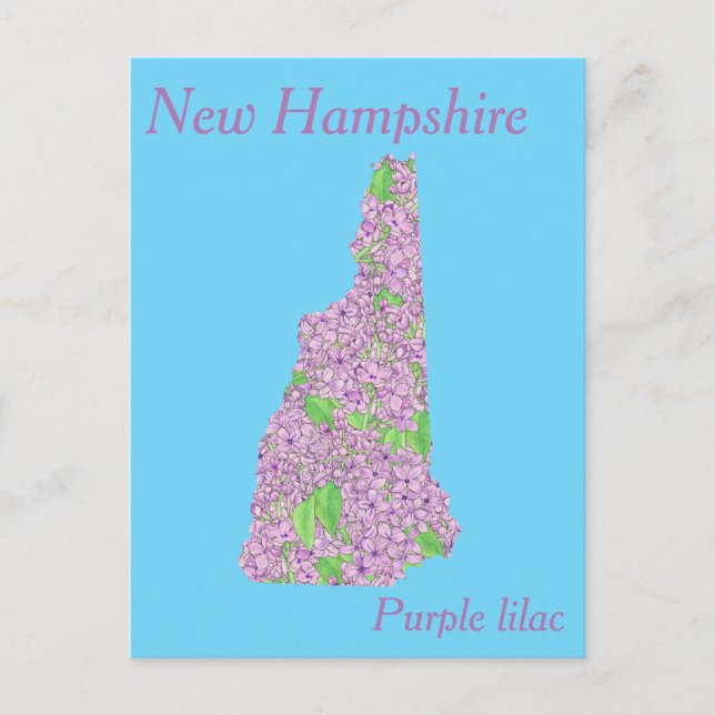 New Hampshire Staat Blume Collage Map Postkarte (Vorderseite)
