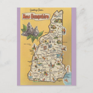 New Hampshire Staat Map Postkarte