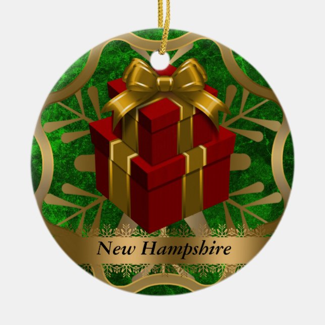 New Hampshire Staats-Weihnachtsverzierung Keramik Ornament (Vorne)