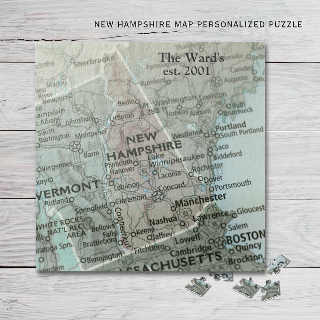 New Hampshire State Map Puzzle |Granite State Gift (Von Creator hochgeladen)