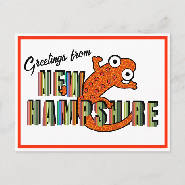 New Hampshire State Symbol Red Spotted Newt Stripe Postkarte (Vorderseite)