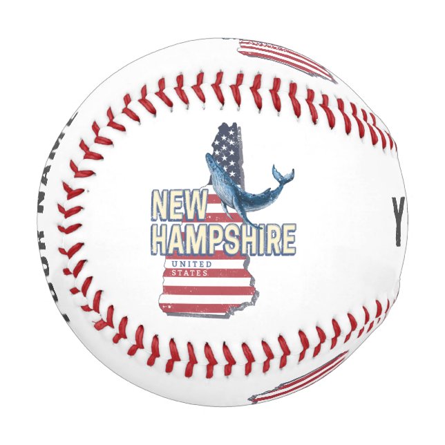 New Hampshire United Staaten Retro Staat Map Baseball (Vorderseite Links)
