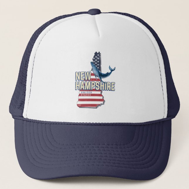 New Hampshire United Staaten Retro Staat Map Truckerkappe (Vorderseite)