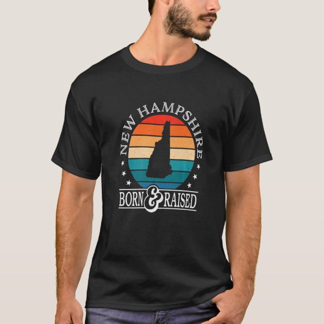 New Hampshire US Geboren & Raised Retro US Staat P T-Shirt (Vorderseite)