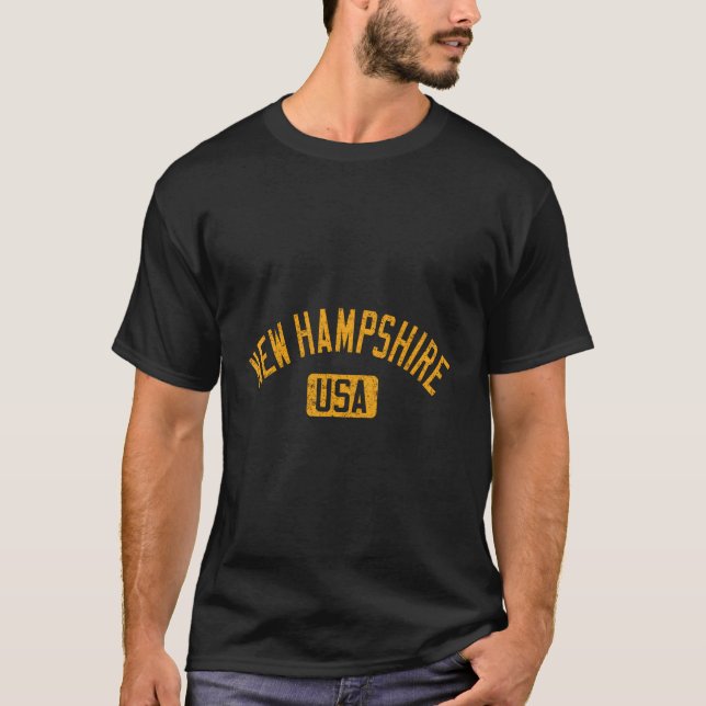 New Hampshire USA Arched Text gestört Amber Pri T-Shirt (Vorderseite)