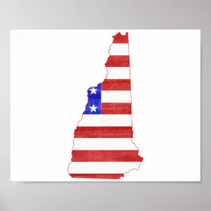 New Hampshire USA Flaggen-Silhouette-Staatskarte Poster