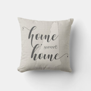 New Hampshire - Zuhause Sweet Zuhause burlap look Kissen