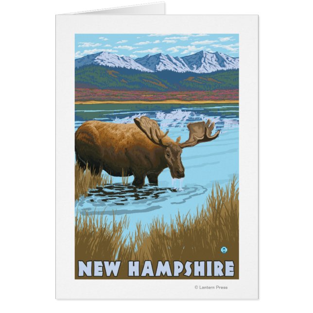 New HampshireMoose Boire dans le lac (Devant)