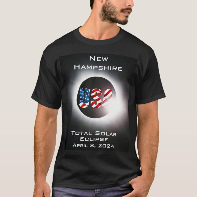 New HampshireUSA Gesamte Sonnenfinsternis 8. April T-Shirt (Vorderseite)