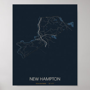 New Hampton New Hampshire Straßenkarte Poster (Nac