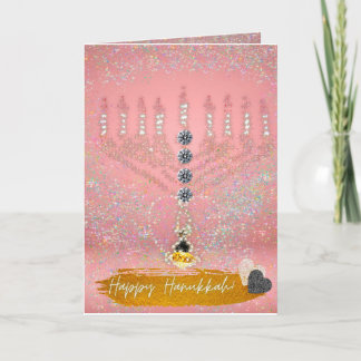 New Happy Hanukkah Pink Tones Menorah Cards Einladung