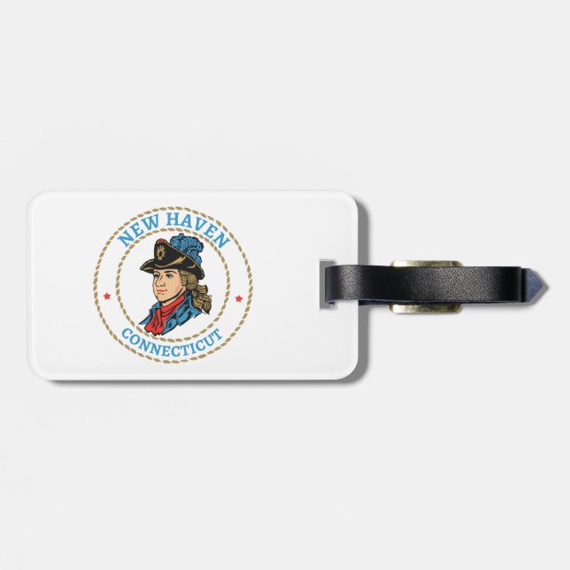 New Haven Connecticut Colonial Gepäckanhänger (Rückseite horizontal)