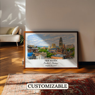 New Haven Connecticut Poster, Aquarell, Maßgeschne Poster