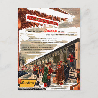 New-Haven Eisenbahn-Weihnachten 1947 Feiertagspostkarte