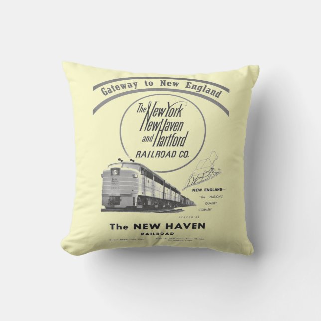 New-Haven Eisenbahn-Zugang nach Neu-England 1950 Kissen (Vorderseite)