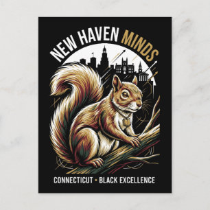 New Haven Minds Roter Eichhörnchen Schwarze Exzell Postkarte