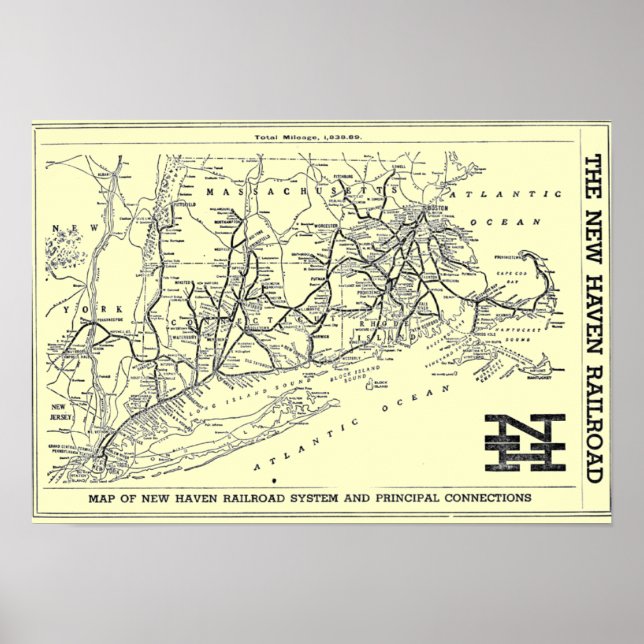 New Haven Railroad 1956 Karte Poster (Vorne)
