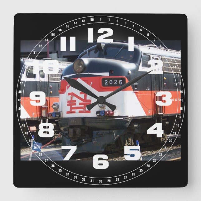 New Haven Railroad, C-DOT FL 9M 2026 Wall Clock Quadratische Wanduhr (Vorderseite)