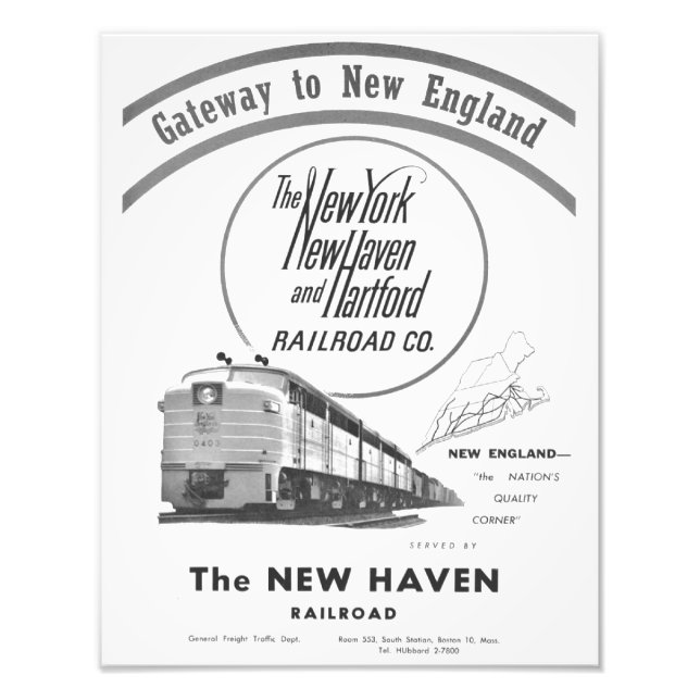 New Haven Railroad-Gateway nach Neuengland 1950 Fotodruck (Vorne)
