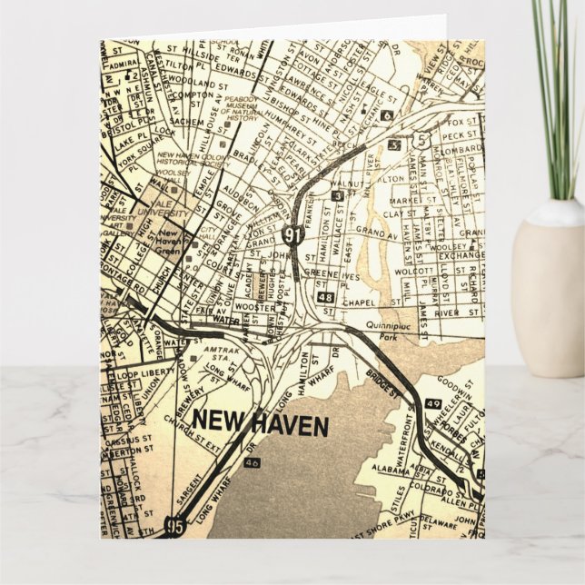 New-Haven, Vintage Karte CT (Vorderseite)
