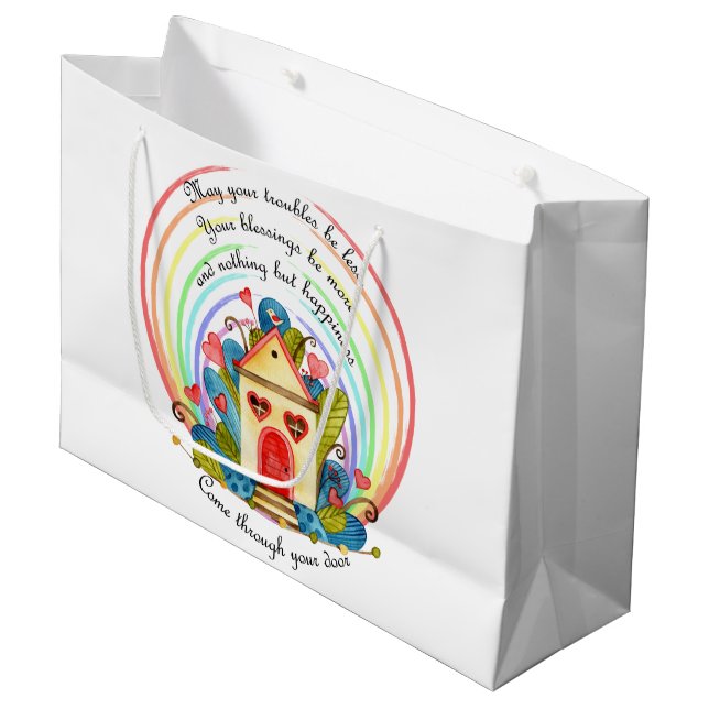 New Home Blessings Große Geschenktüte (Vorderseite Schrägansicht)