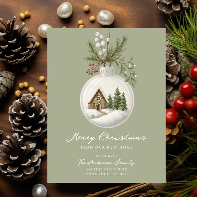 New Home Christmas Postcard Ornament Scene Ankündigungspostkarte (Von Creator hochgeladen)