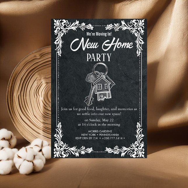 New Home Party Invitation Elegant Chalkboard Hou Einladung (Von Creator hochgeladen)