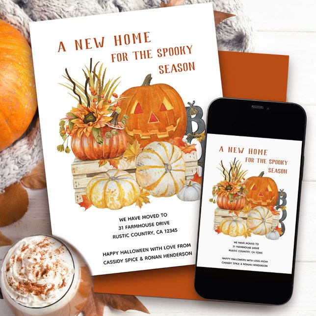 New Home Rustic Halloween Moving Ankündigung (New Home for the Spooky Season - fun moving card for new address announcement near halloween time)