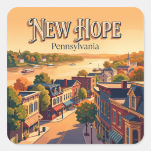 New Hope, USA Pennsylvania Quadratischer Aufkleber