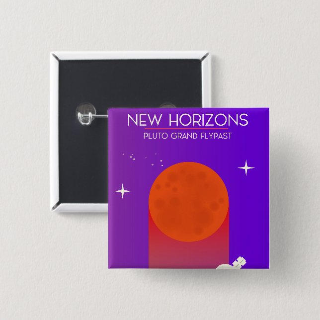 New Horizons Pluto Grand Flypast Weltraumkunst. Button (Vorne & Hinten)