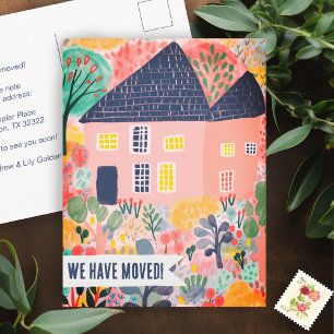 New House Moving Announcement Change Address Sweet Postkarte