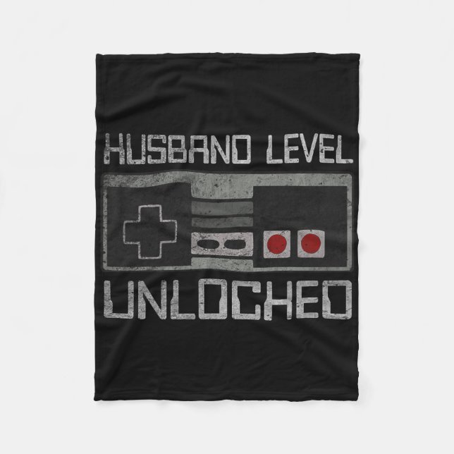 New Husband Level Unlocked Just Married Gamer Bach Fleecedecke (Vorderseite)
