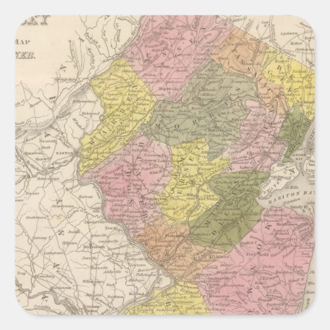 New Jersey 4 Quadratischer Aufkleber (Vorderseite)