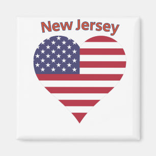 New Jersey American Flag Heart Magnet