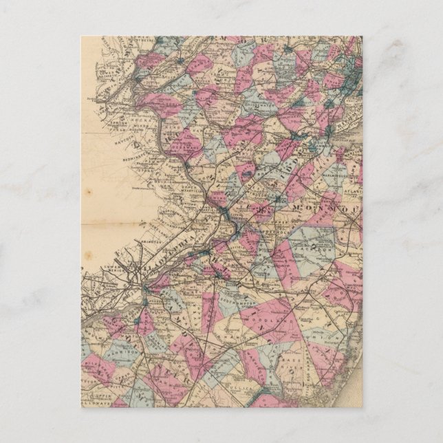 New Jersey Atlas-Karte Postkarte (Vorderseite)