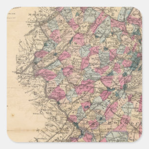 New-Jersey Atlaskarte Quadratischer Aufkleber