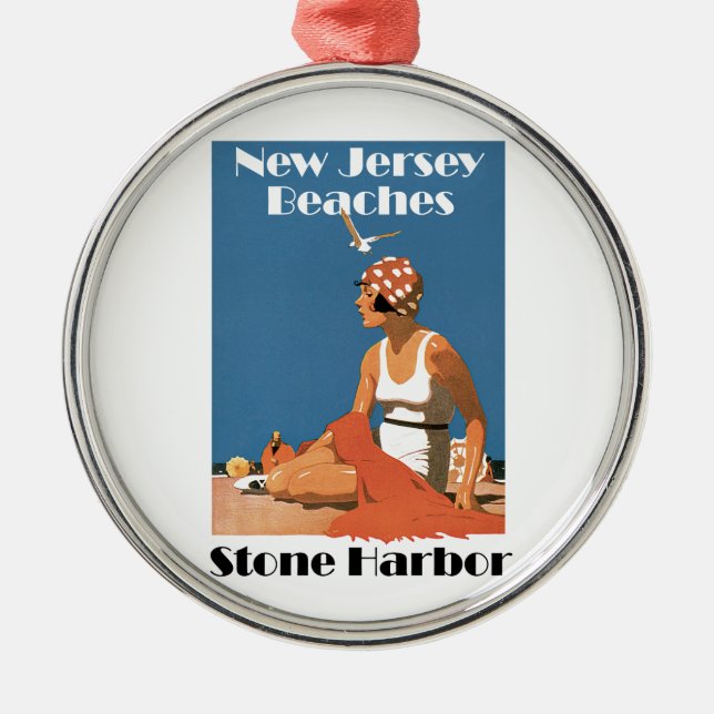 New Jersey Beaches ~ Stone Harbour Ornament Aus Metall (Vorne)