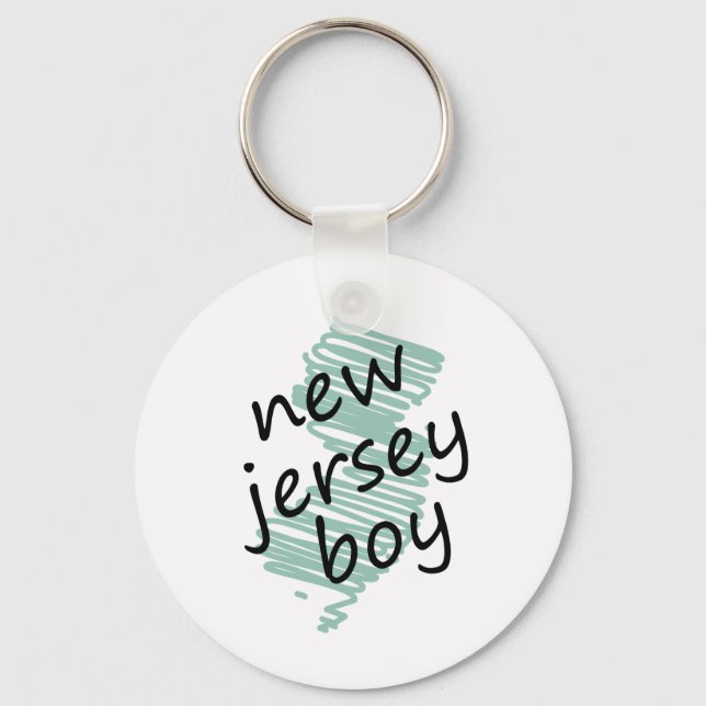 New Jersey Boy on Child's New Jersey Map Zeichnend Schlüsselanhänger (Vorderseite)