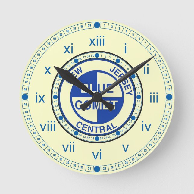 New Jersey Central Blue Comet Train Logo Runde Wanduhr (Vorderseite)