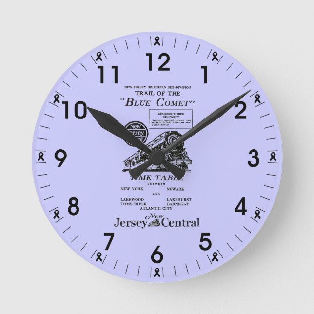 New Jersey Central Blue Comet Train Wall Clock Runde Wanduhr (Vorderseite)