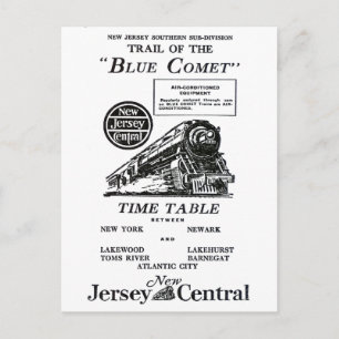 New Jersey Central Blue Comet Zug Postkarte