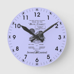 New Jersey Central Blue Comet Zugwanduhr Runde Wanduhr